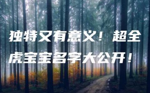 独特又有意义！超全虎宝宝名字大公开！