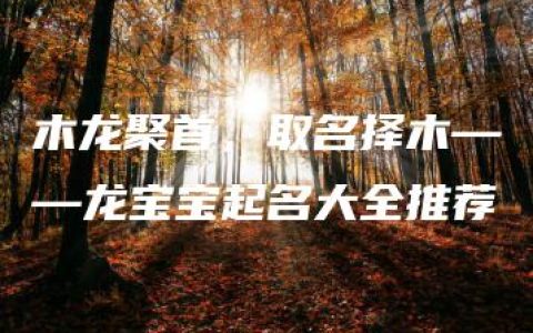 木龙聚首，取名择木——龙宝宝起名大全推荐