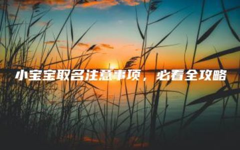 小宝宝取名注意事项，必看全攻略