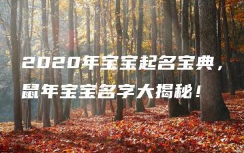 2020年宝宝起名宝典，鼠年宝宝名字大揭秘！