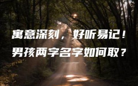 寓意深刻，好听易记！男孩两字名字如何取？