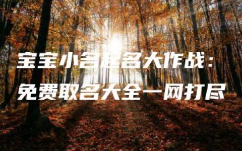 宝宝小名起名大作战：免费取名大全一网打尽