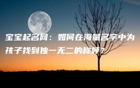 宝宝起名网：如何在海量名字中为孩子找到独一无二的称呼？