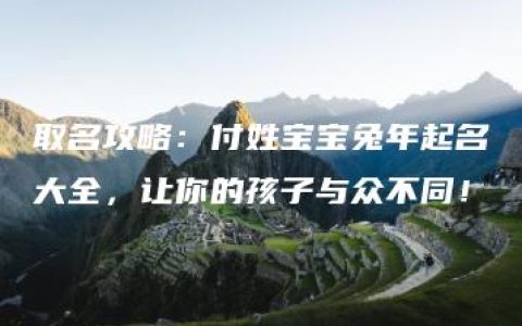 取名攻略：付姓宝宝兔年起名大全，让你的孩子与众不同！