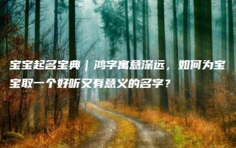 宝宝起名宝典｜鸿字寓意深远，如何为宝宝取一个好听又有意义的名字？