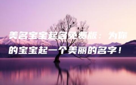 美名宝宝起名免费版：为你的宝宝起一个美丽的名字！