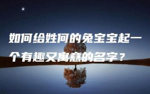 如何给姓何的兔宝宝起一个有趣又寓意的名字？