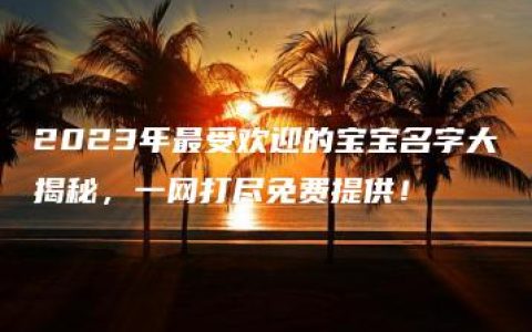 2023年最受欢迎的宝宝名字大揭秘，一网打尽免费提供！