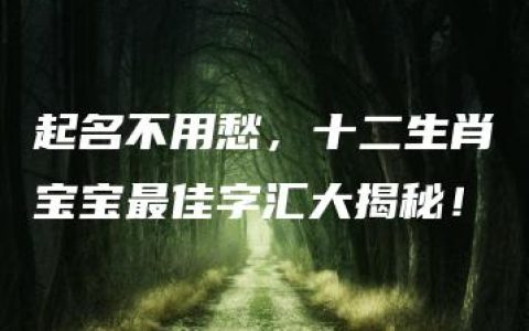 起名不用愁，十二生肖宝宝最佳字汇大揭秘！