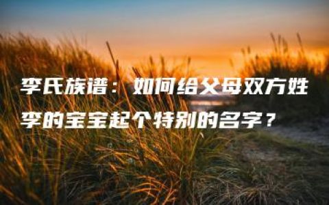 李氏族谱：如何给父母双方姓李的宝宝起个特别的名字？