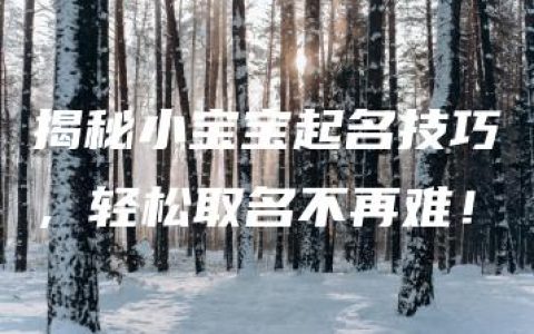 揭秘小宝宝起名技巧，轻松取名不再难！