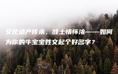 文化遗产传承，故土情怀浓——如何为你的牛宝宝姓文起个好名字？