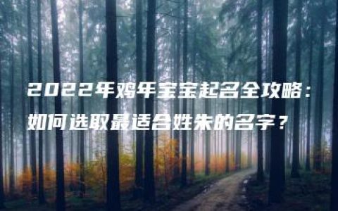 2022年鸡年宝宝起名全攻略：如何选取最适合姓朱的名字？