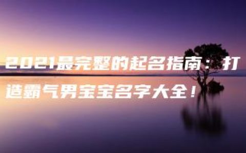 2021最完整的起名指南：打造霸气男宝宝名字大全！