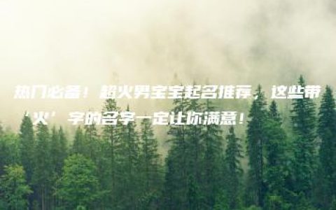 热门必备！超火男宝宝起名推荐，这些带‘火’字的名字一定让你满意！