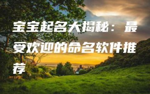 宝宝起名大揭秘：最受欢迎的命名软件推荐