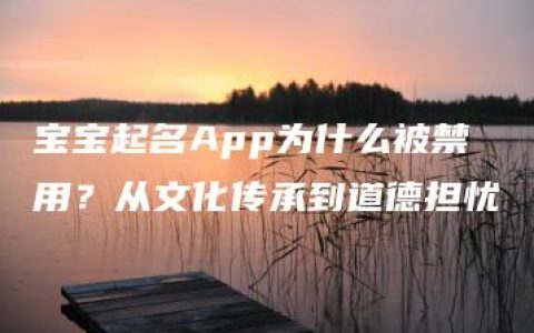 宝宝起名App为什么被禁用？从文化传承到道德担忧