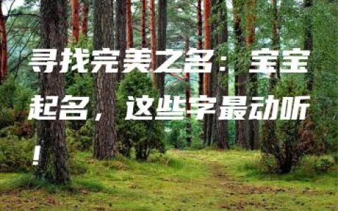 寻找完美之名：宝宝起名，这些字最动听！