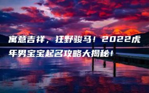 寓意吉祥，狂野骏马！2022虎年男宝宝起名攻略大揭秘！