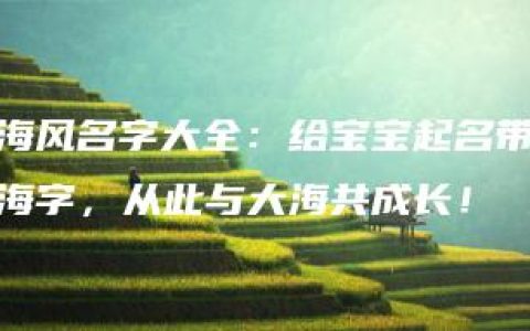 海风名字大全：给宝宝起名带海字，从此与大海共成长！