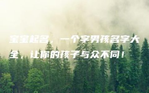 宝宝起名，一个字男孩名字大全，让你的孩子与众不同！