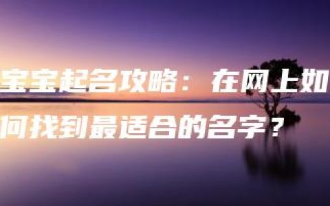 宝宝起名攻略：在网上如何找到最适合的名字？