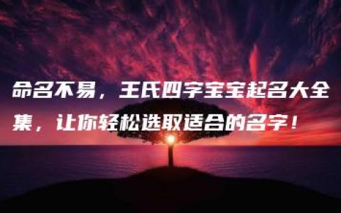 命名不易，王氏四字宝宝起名大全集，让你轻松选取适合的名字！