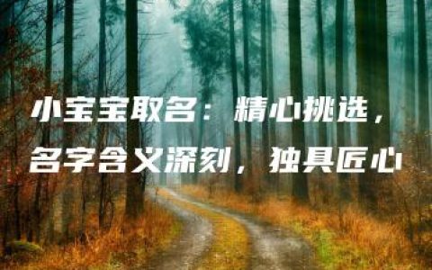 小宝宝取名：精心挑选，名字含义深刻，独具匠心