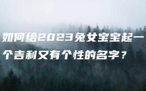 如何给2023兔女宝宝起一个吉利又有个性的名字？