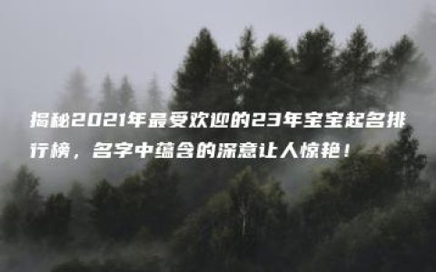 揭秘2021年最受欢迎的23年宝宝起名排行榜，名字中蕴含的深意让人惊艳！