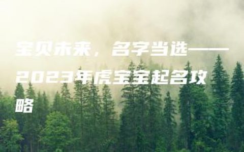 宝贝未来，名字当选——2023年虎宝宝起名攻略