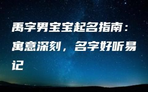 禹字男宝宝起名指南：寓意深刻，名字好听易记