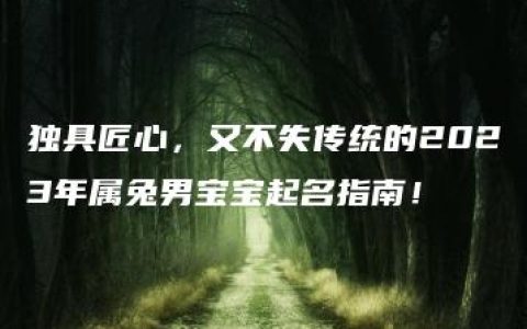 独具匠心，又不失传统的2023年属兔男宝宝起名指南！