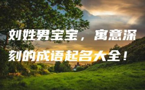 刘姓男宝宝，寓意深刻的成语起名大全！