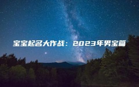 宝宝起名大作战：2023年男宝篇