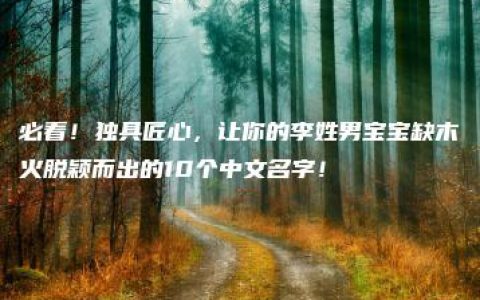 必看！独具匠心，让你的李姓男宝宝缺木火脱颖而出的10个中文名字！