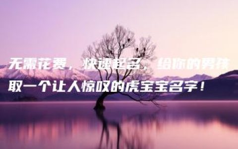 无需花费，快速起名，给你的男孩取一个让人惊叹的虎宝宝名字！