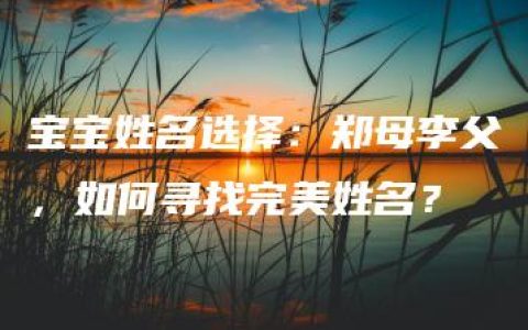 宝宝姓名选择：郑母李父，如何寻找完美姓名？