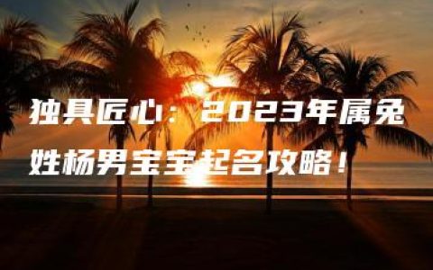 独具匠心：2023年属兔姓杨男宝宝起名攻略！