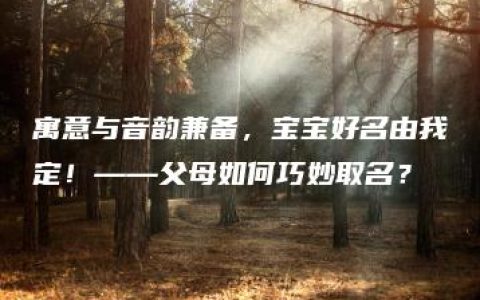 寓意与音韵兼备，宝宝好名由我定！——父母如何巧妙取名？