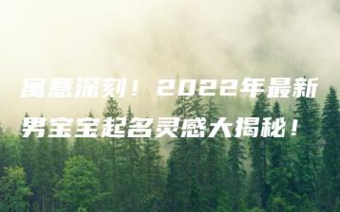 寓意深刻！2022年最新男宝宝起名灵感大揭秘！