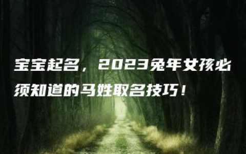 宝宝起名，2023兔年女孩必须知道的马姓取名技巧！