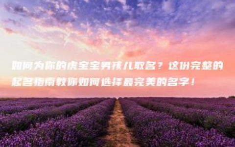 如何为你的虎宝宝男孩儿取名？这份完整的起名指南教你如何选择最完美的名字！