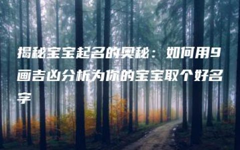 揭秘宝宝起名的奥秘：如何用9画吉凶分析为你的宝宝取个好名字