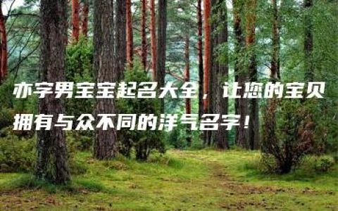 亦字男宝宝起名大全，让您的宝贝拥有与众不同的洋气名字！