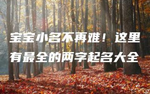 宝宝小名不再难！这里有最全的两字起名大全