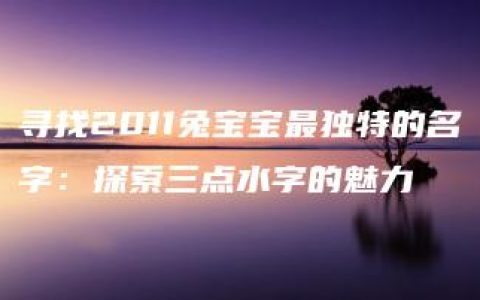 寻找2011兔宝宝最独特的名字：探索三点水字的魅力