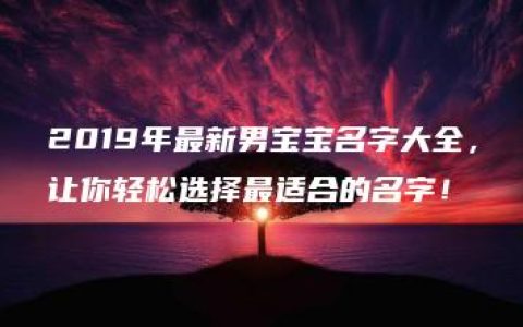 2019年最新男宝宝名字大全，让你轻松选择最适合的名字！