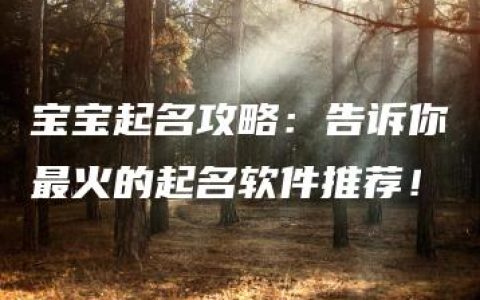 宝宝起名攻略：告诉你最火的起名软件推荐！