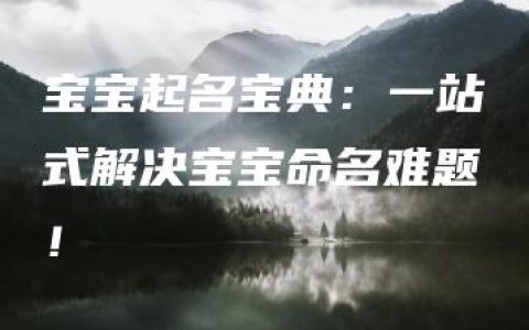 宝宝起名宝典：一站式解决宝宝命名难题！